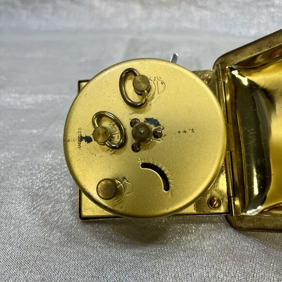 Vintage Waltham Wind Up West Germany Gold Tone Travel Glow Alarm Clock - Picture 6 of 11